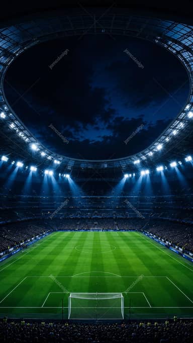 Fundo de Estádio de Futebol à Noite com Refletores