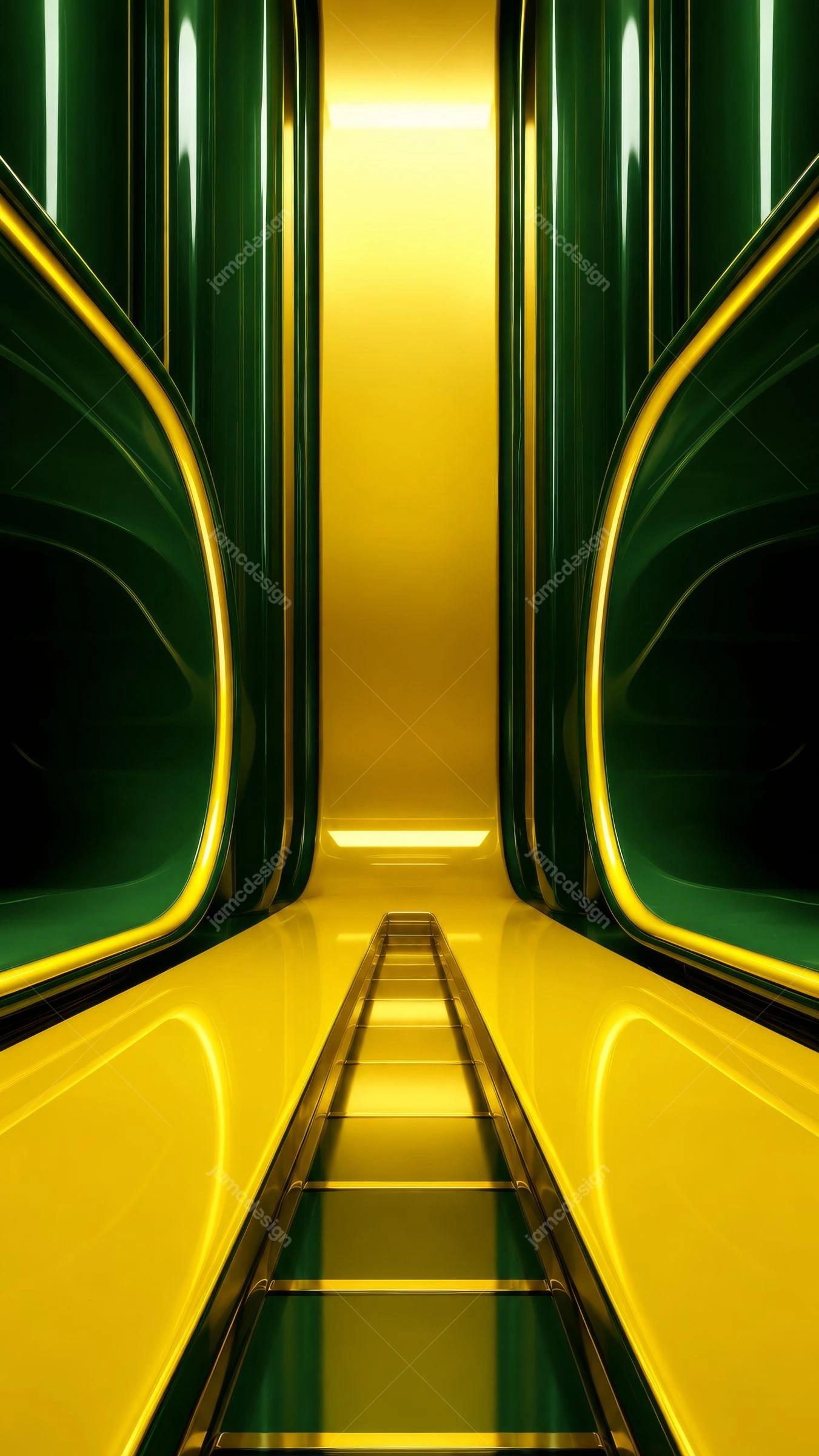 Green and Yellow Sci Fi Corridor Background