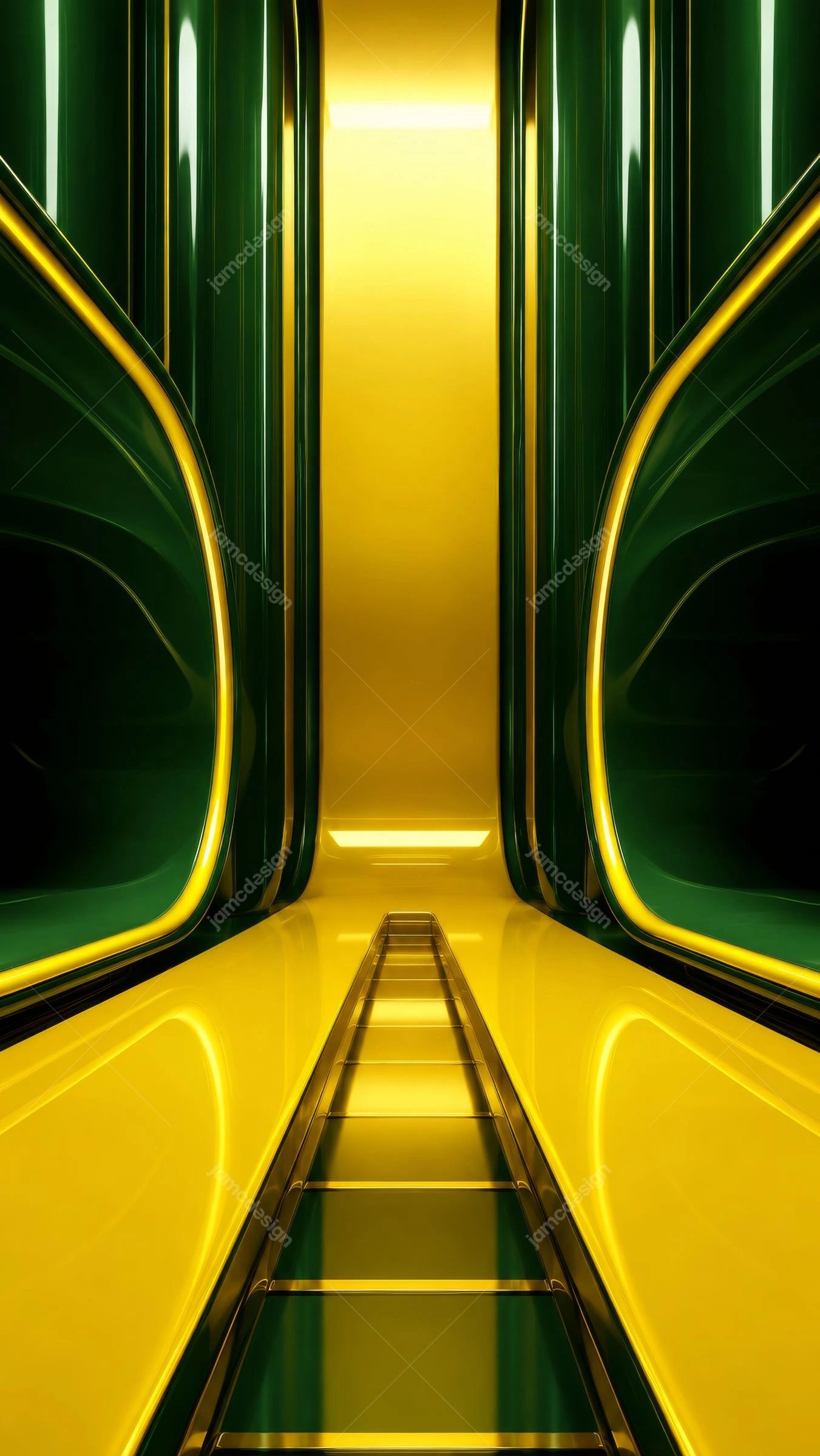 Green and Yellow Sci Fi Corridor Background