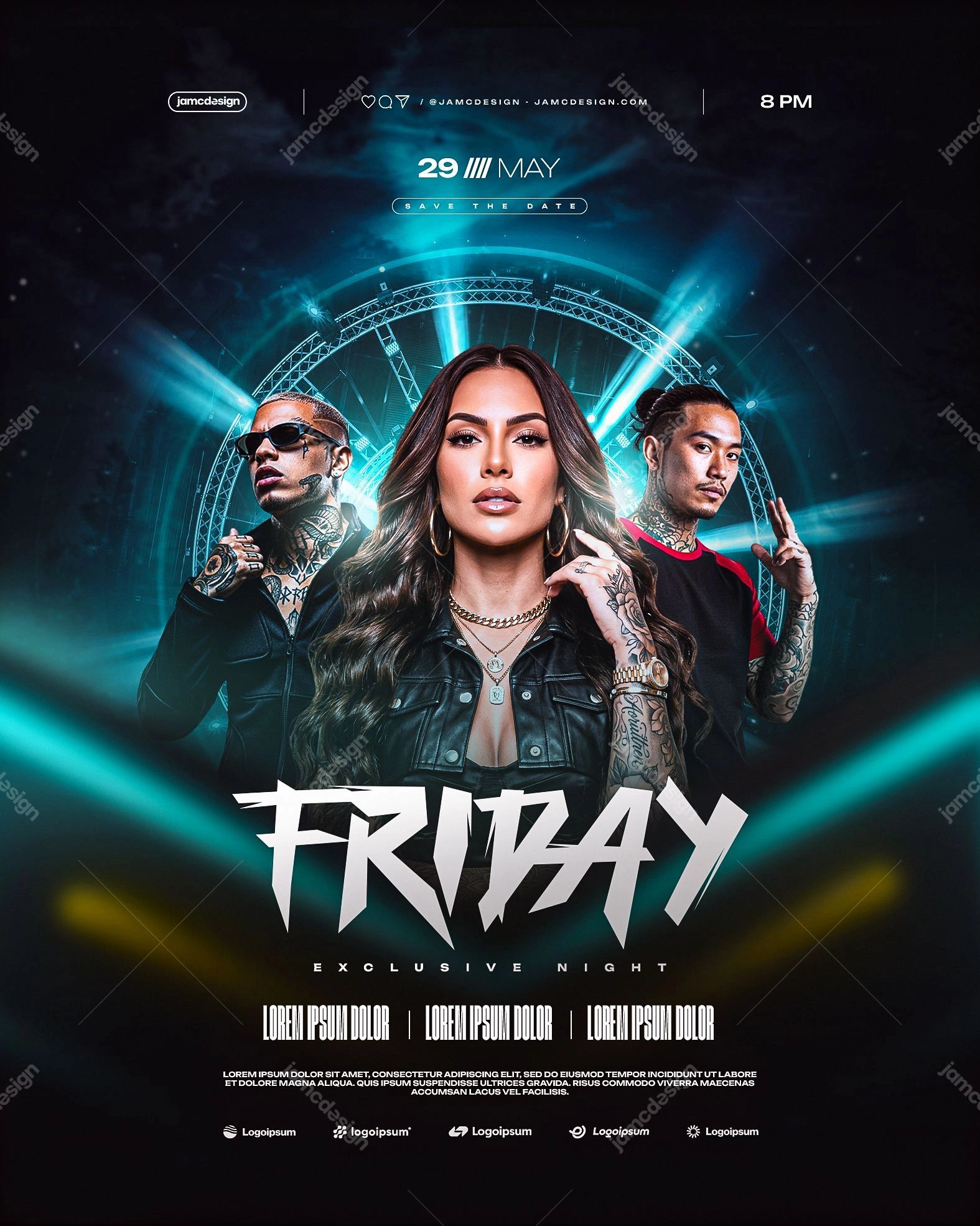 Friday Exclusive Night Flyer Template PSD Editable