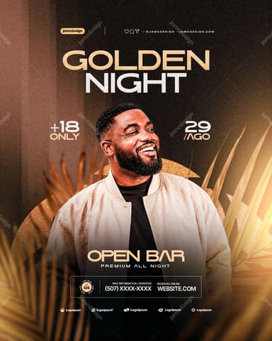 Golden Night Social Media Flyer Design Template PSD Editable