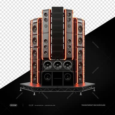 Sistema de Som de Show Neon Laranja PNG Fundo Transparente