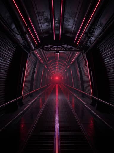 Futuristic Neon Lights Tunnel Sci Fi Background