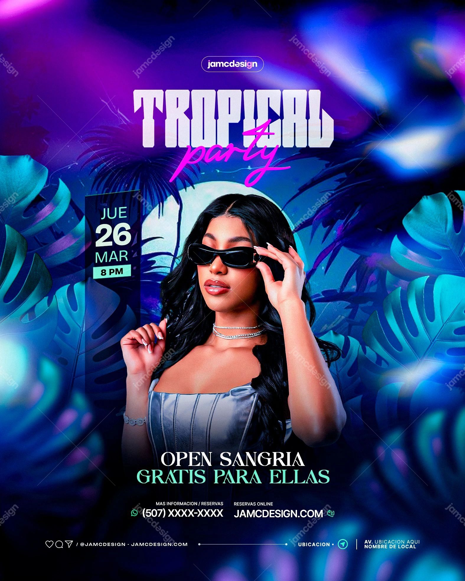 Tropical Party Flyer Template PSD