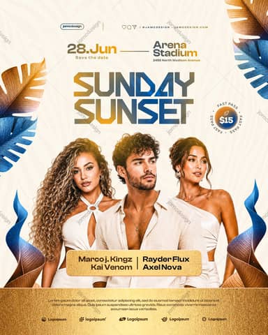 Summer Sunset Design Flyer Modèle PSD Modifiable