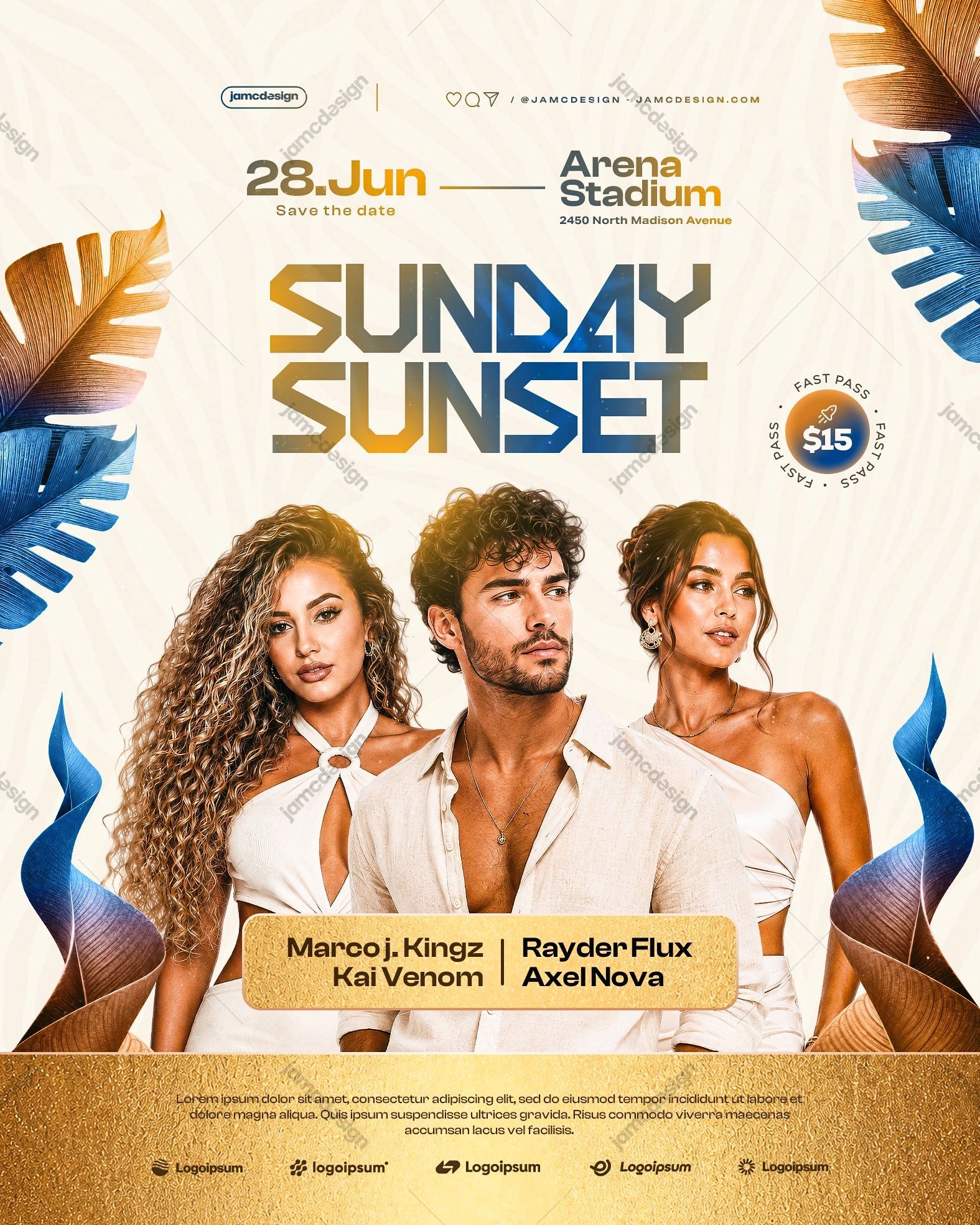Summer Sunset Design Flyer Template PSD Editable