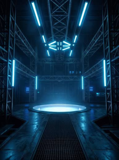 Futuristic Cyberpunk Sci Fi Room Neon Light Background