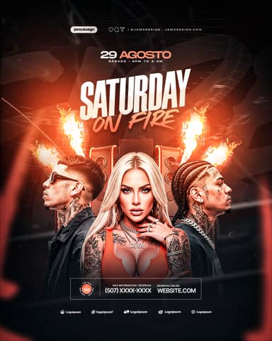 Saturday Night Party Social Media Flyer Design Template PSD Editable