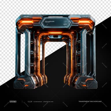 Sci-Fi Neon Portal Frame PNG Transparent Background