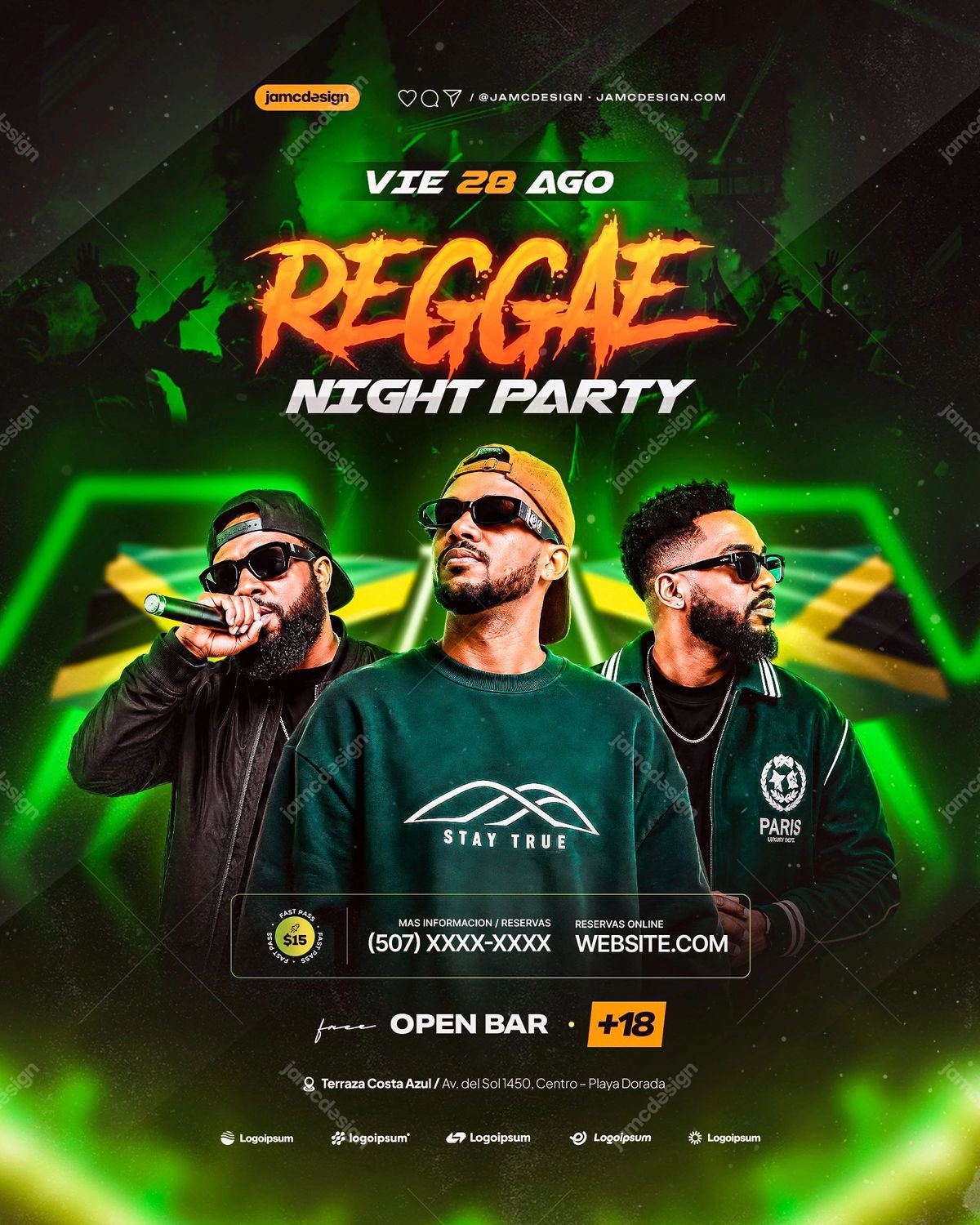 Reggae Night Party Event Flyer Template PSD Editable
