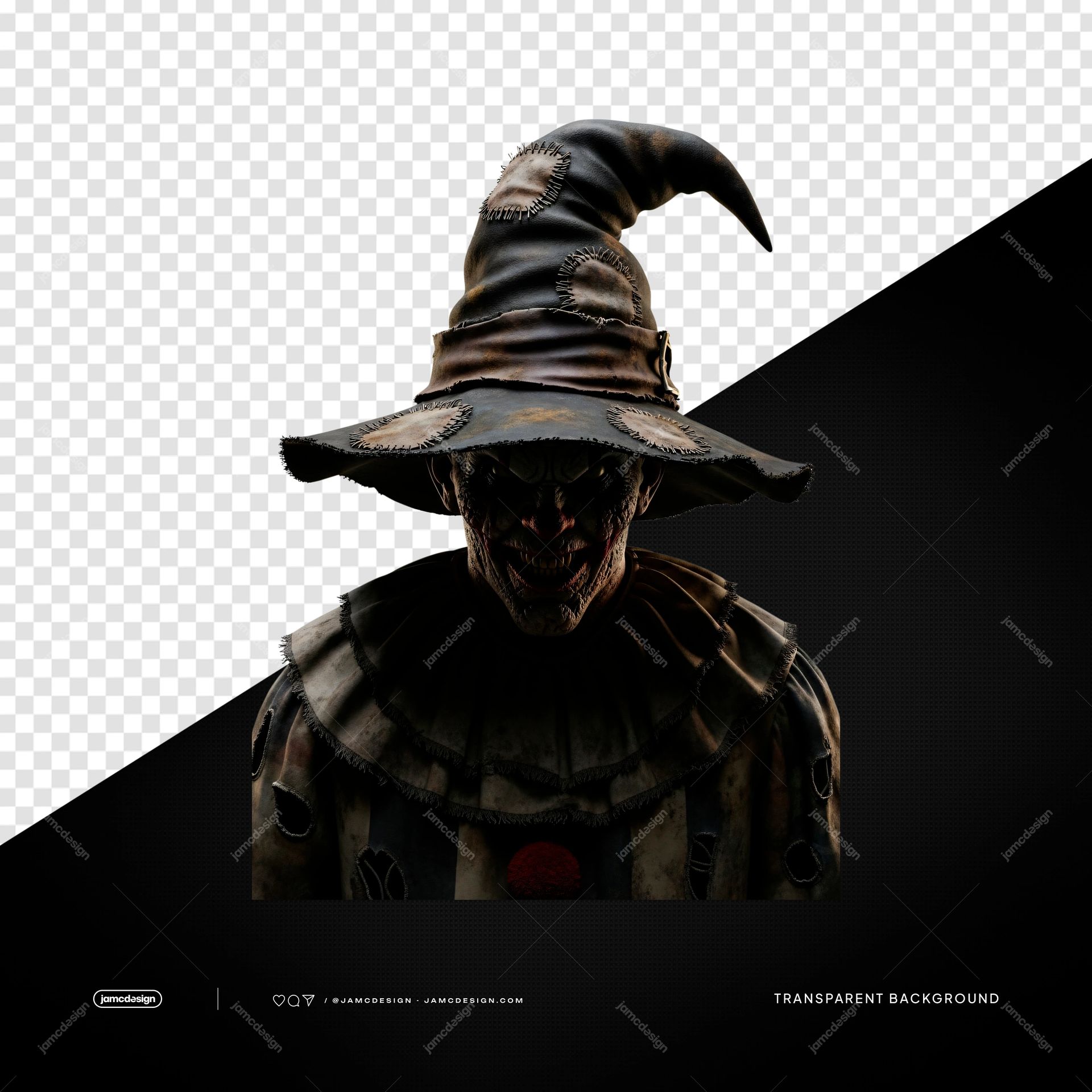 Objeto Oscuro de Halloween con Sombrero de Bruja PNG Transparente. Este objeto PNG transparente presenta un personaje con forma de sombrero de bruja sombrío