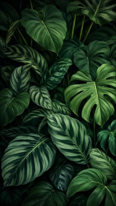 Dark Variegated Tropical Leaves Botanical Background