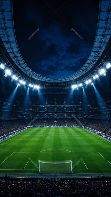 Arrière-Plan de Stade de Football Épique de Nuit avec Foule et Terrain