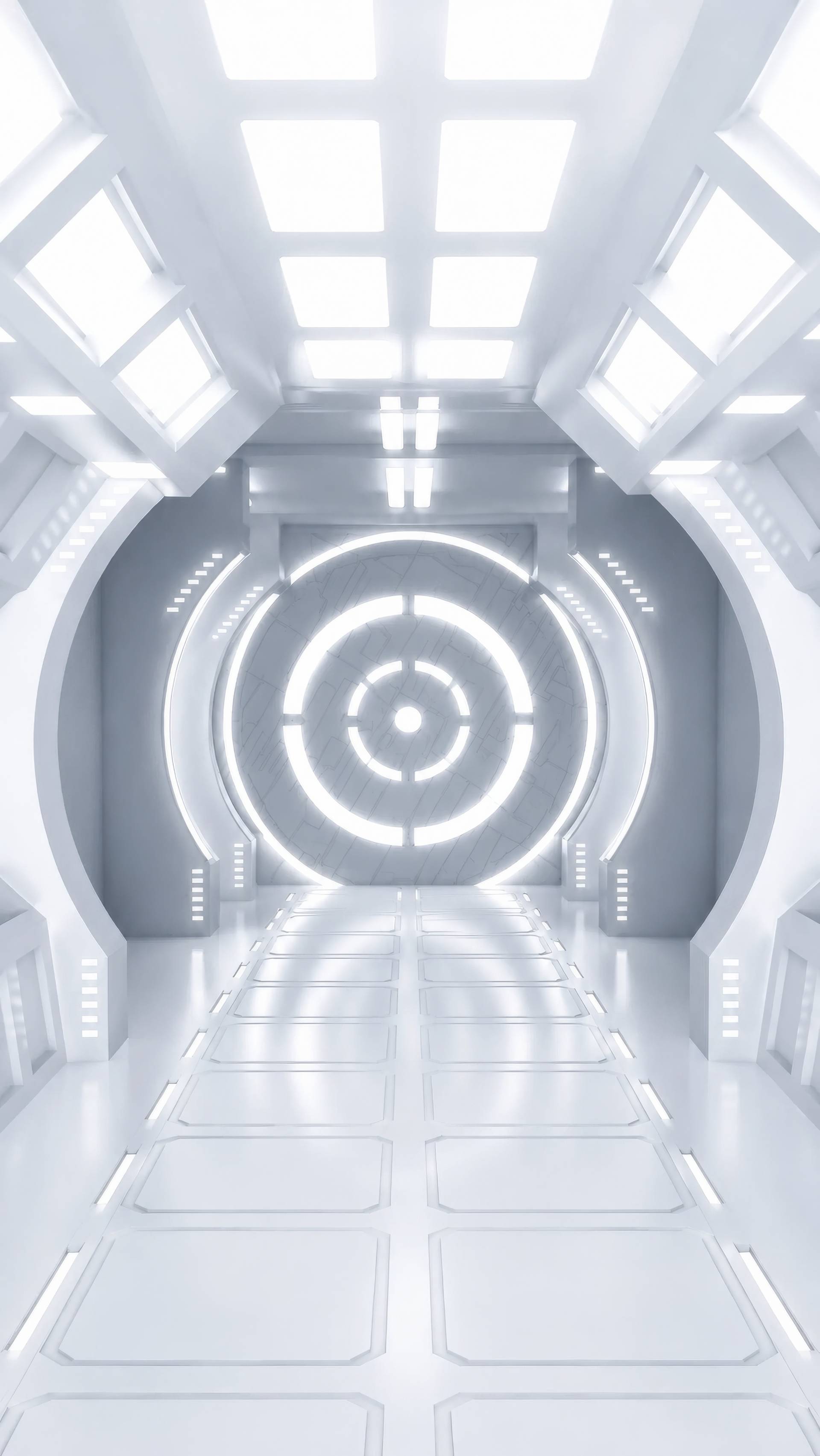 White Sci-Fi Spaceship Interior Background