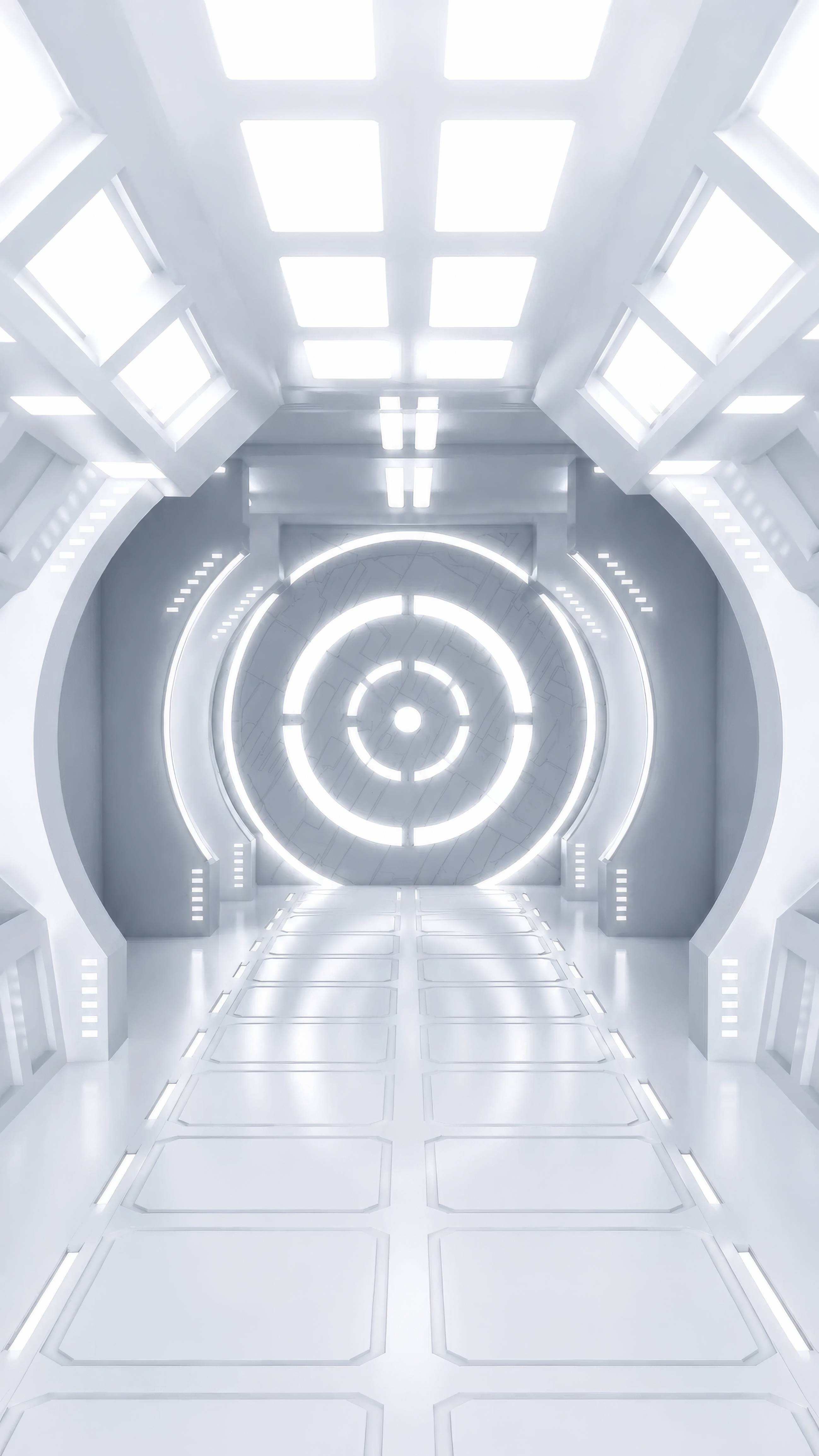 White Sci-Fi Spaceship Interior Background