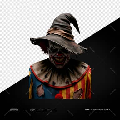 Scary Carnival Clown Weathered Costume Horror Portrait PNG Transparent