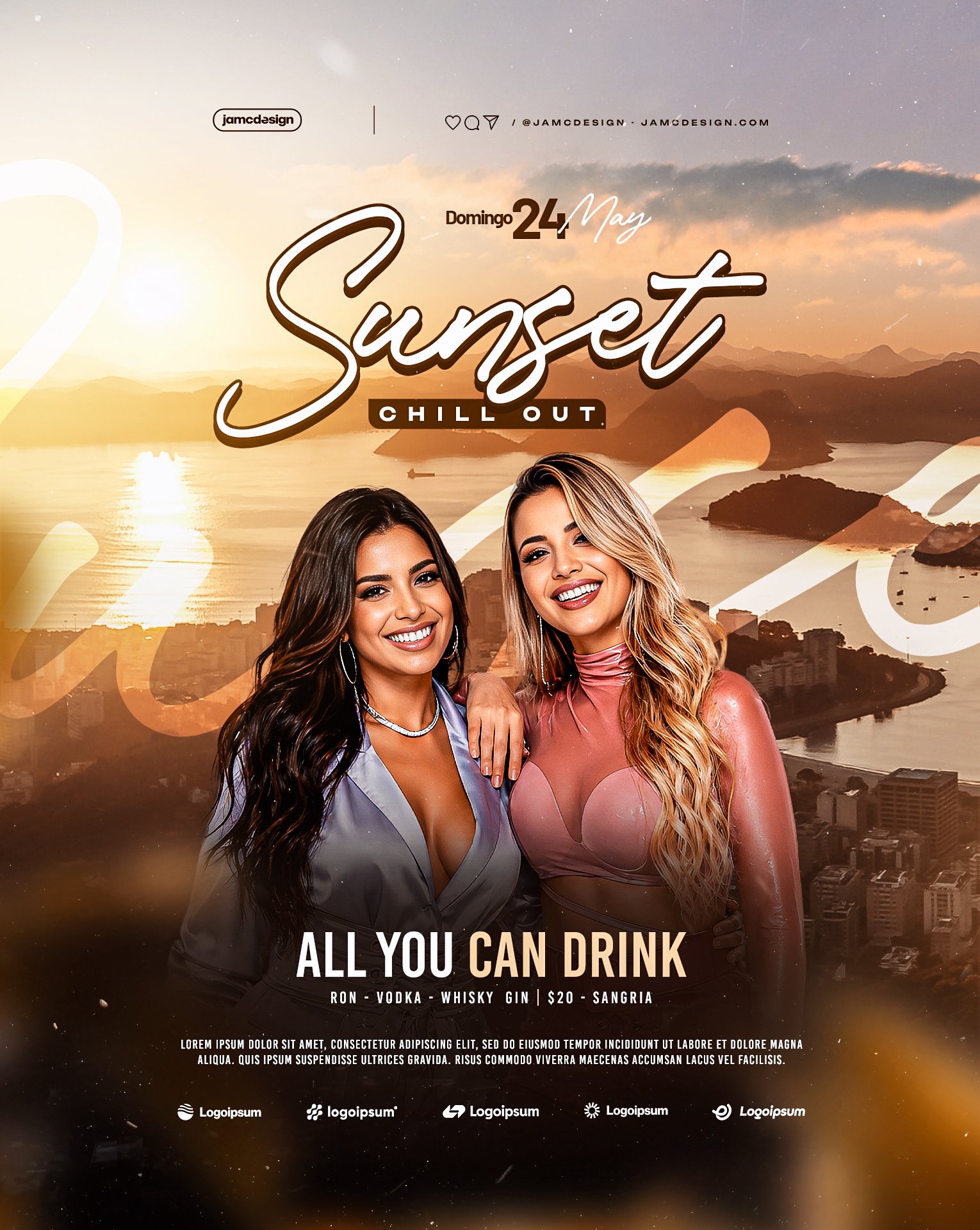 Sunset Chill Out Flyer Template PSD Editable