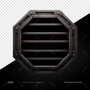 Industrial Octagonal Metal Grille Dark Geometric Frame PNG Transparent
