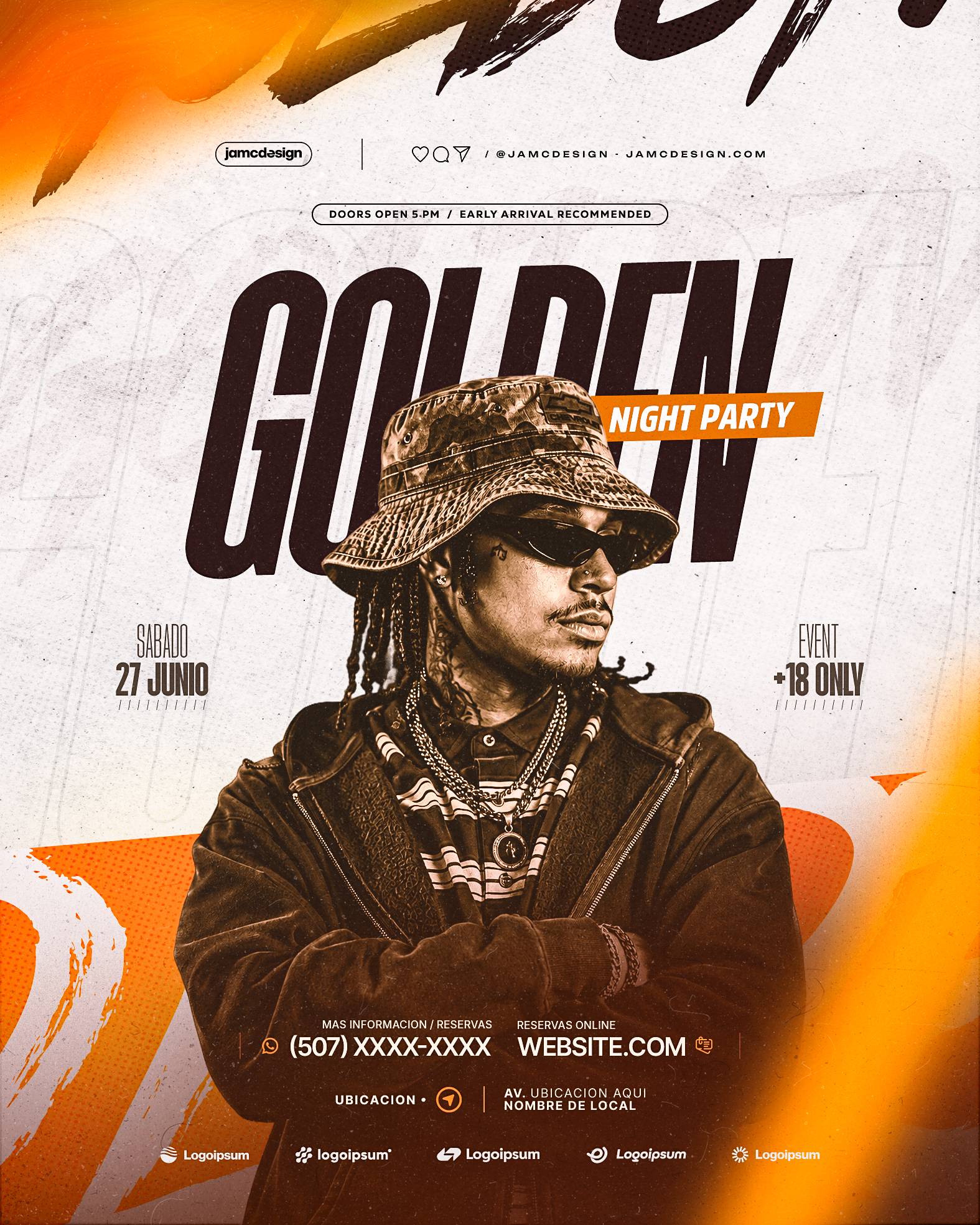 Golden Night Party Flyer Template PSD Editable