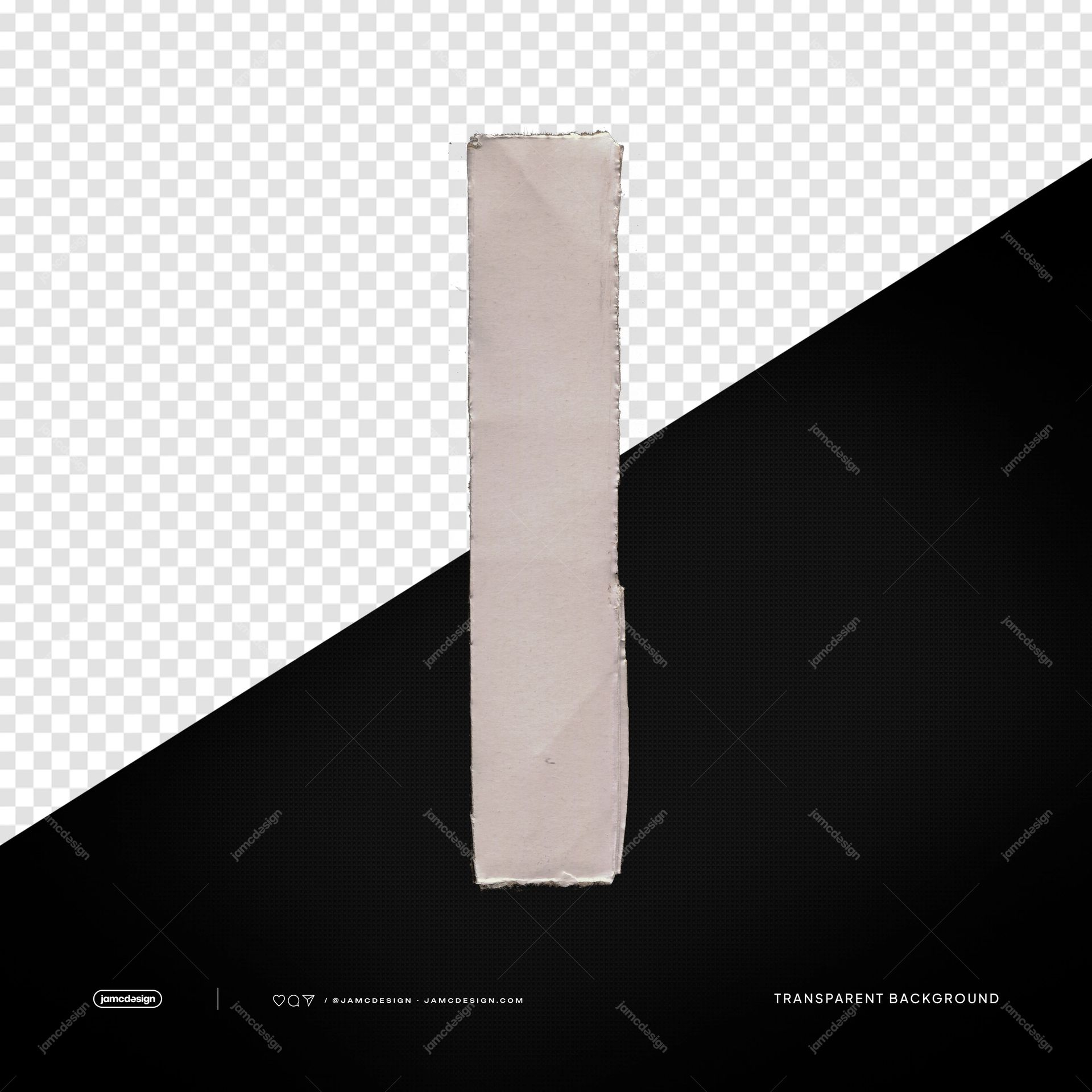 Tira Vertical de Papel Beige con Material Crema Arrugado PNG Transparente. Este objeto PNG transparente muestra una estrecha tira de papel beige
