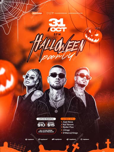 Halloween Night Party Flyer Template PSD Editable