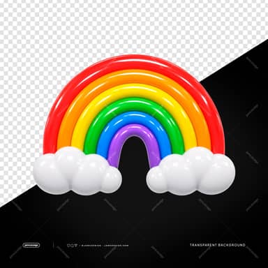 Rainbow Balloon Arch With White Cloud Base