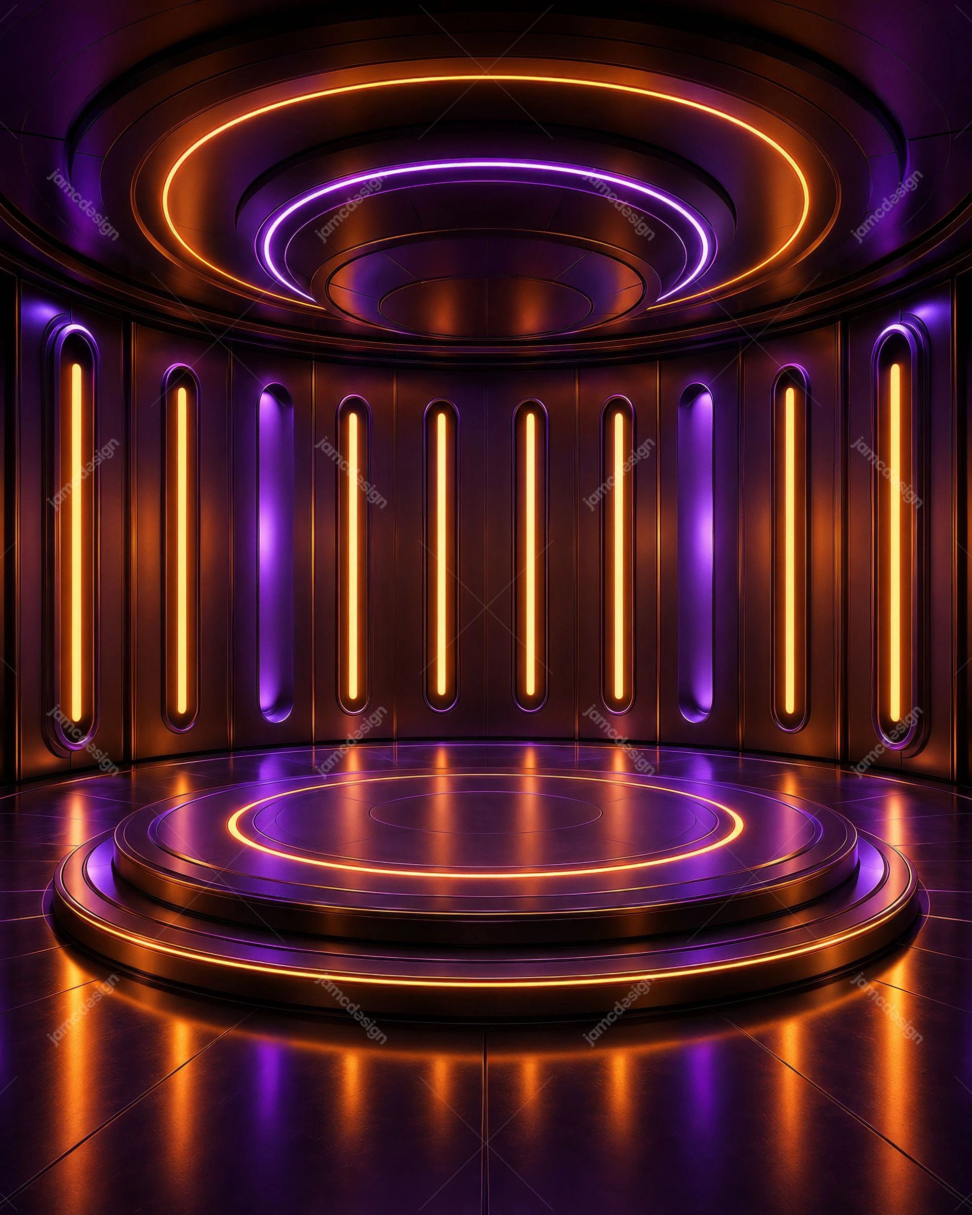 Luxury Gold Purple Futuristic Circular Stage Background