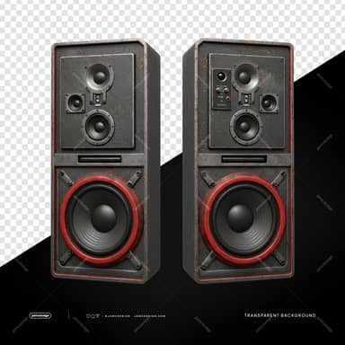 Black And Red Floor Speaker Pair PNG Transparent