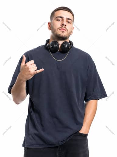 DJ Artist Dark Oversized Shirt Studio Headphone Figure Portrait JPG