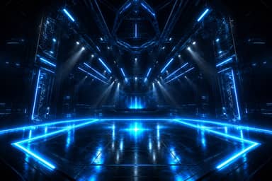 Blue Cyberpunk Neon Stage Background