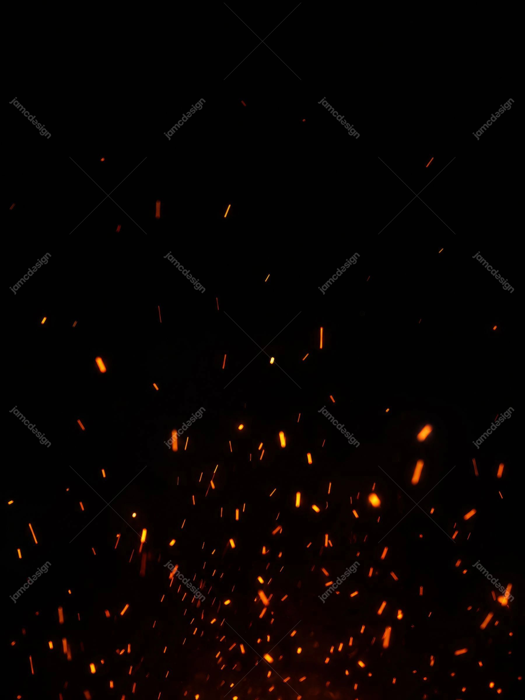 Bright Ember Spray On Black Orange Floating Sparks Background Texture. JPG texture featuring glowing orange sparks scattered across a deep black field