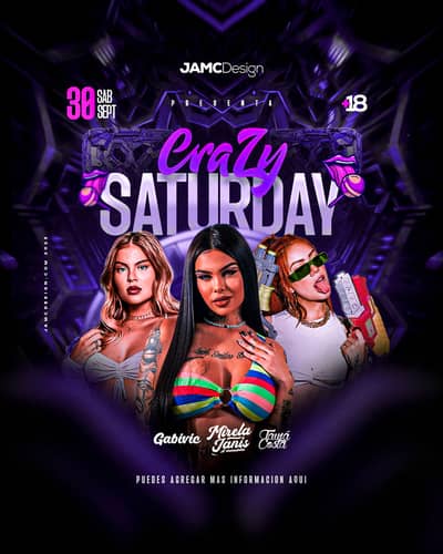 Crazy Saturday Flyer Template PSD