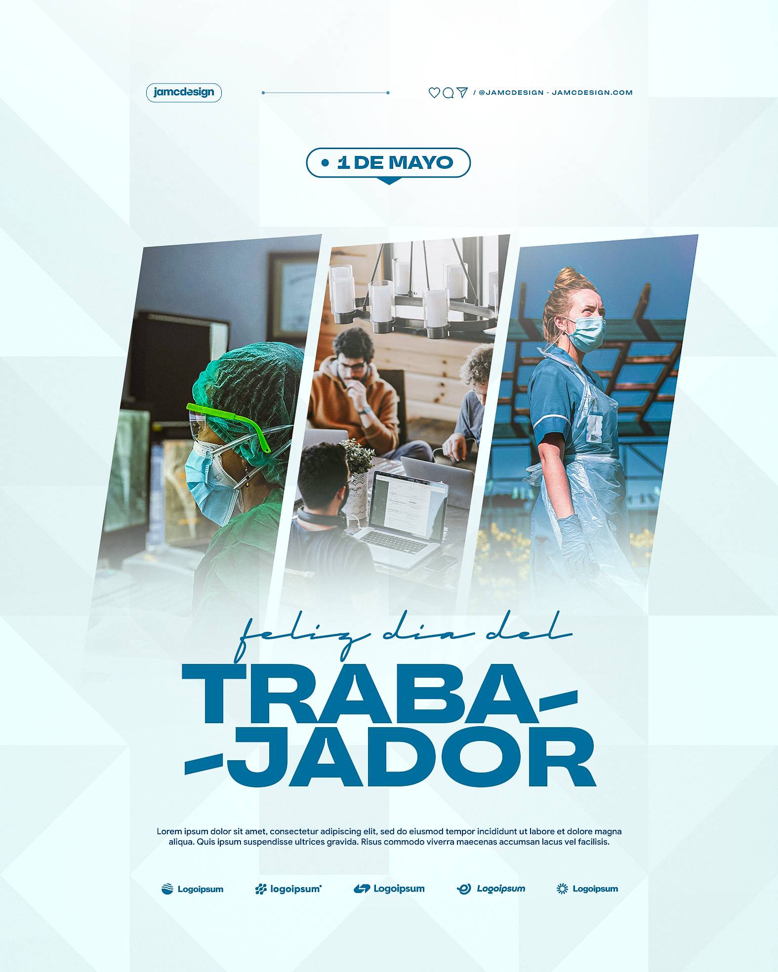 Dia Del Trabajador Flyer Template PSD Editable