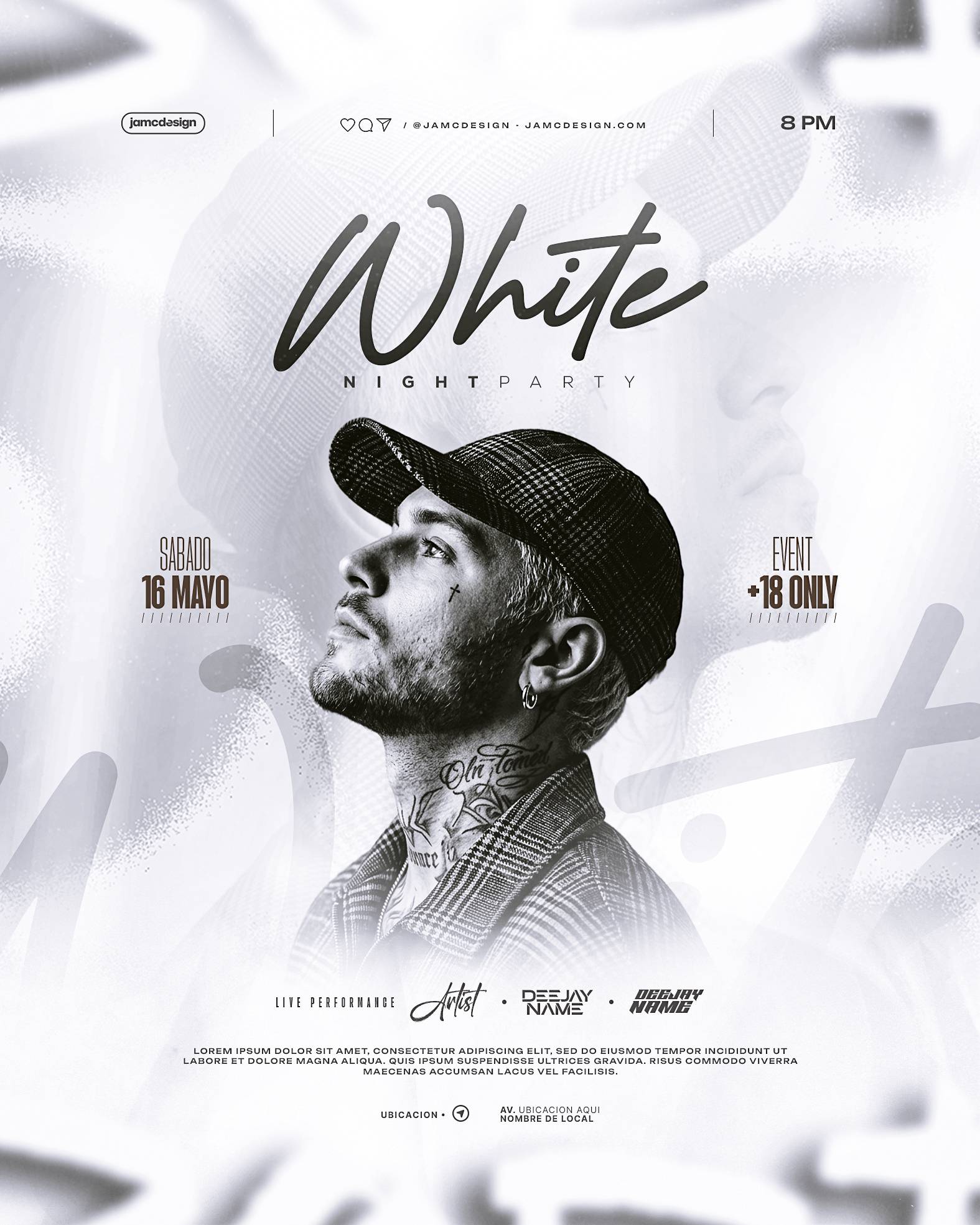 White Party Flyer Template PSD Editable