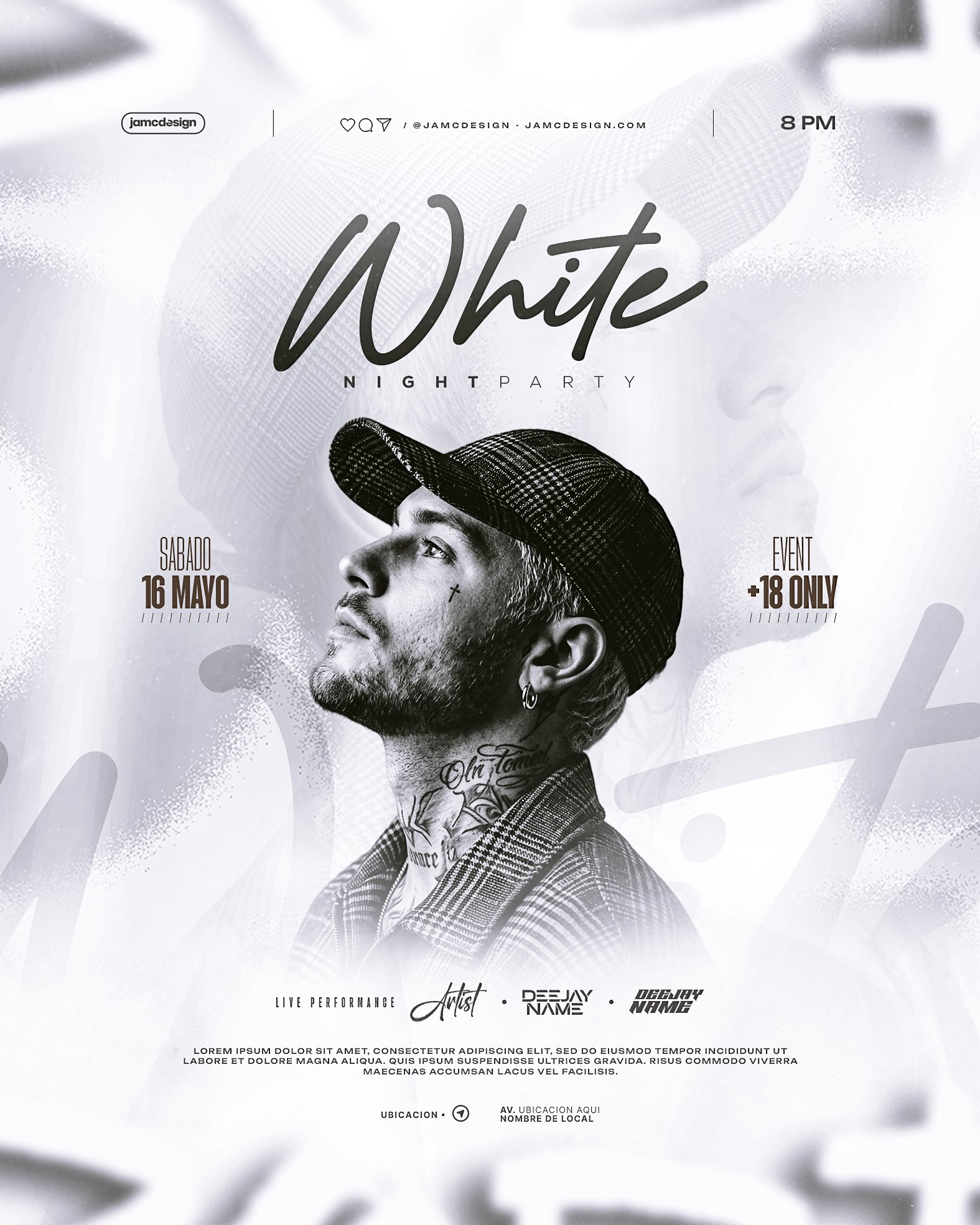 White Party Flyer Template PSD Editable
