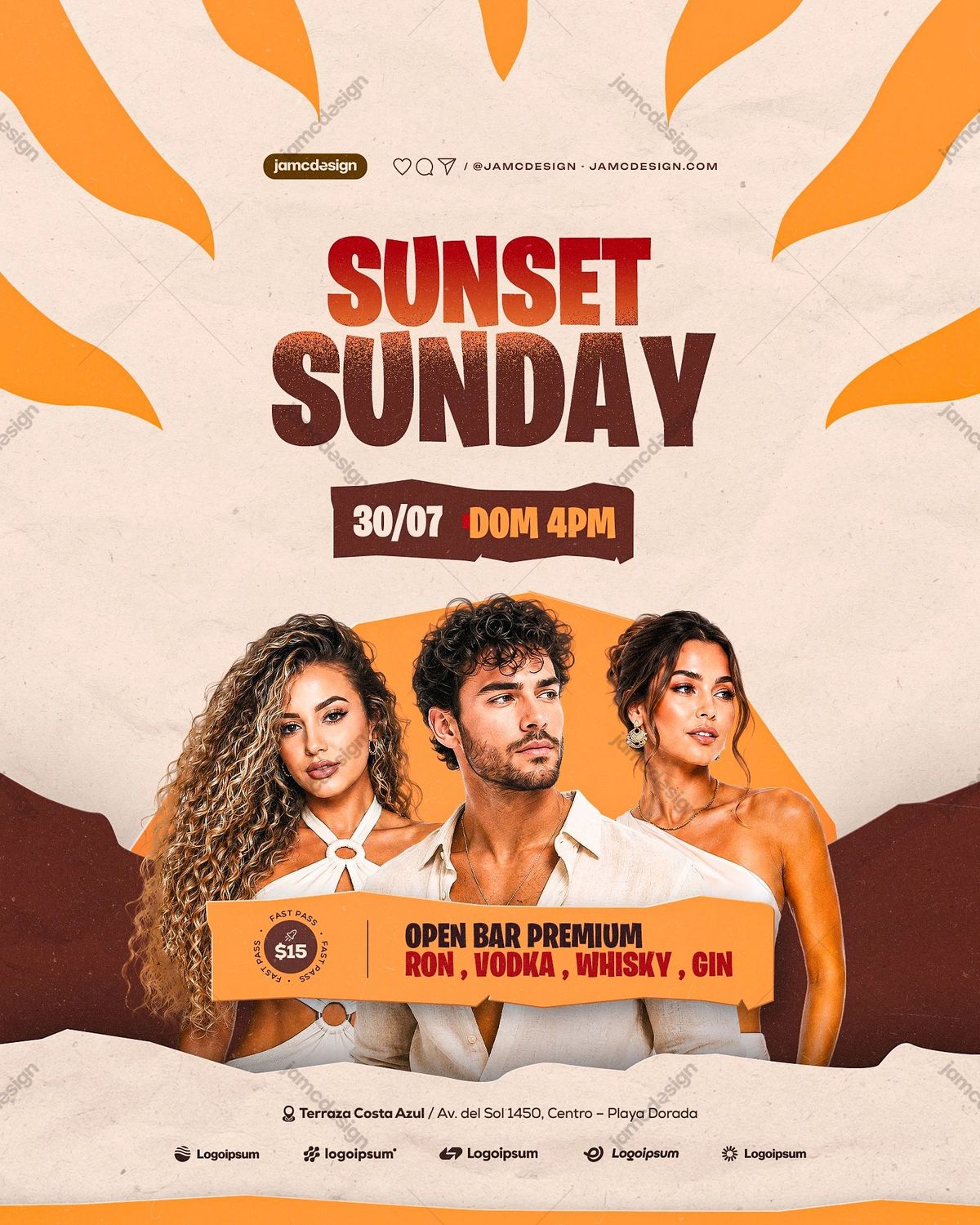 Sunset Sunday Social Media Flyer Design Template PSD Editable
