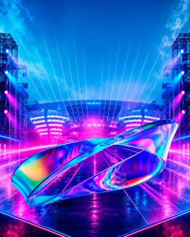 Futuristic Neon Concert Stage Background