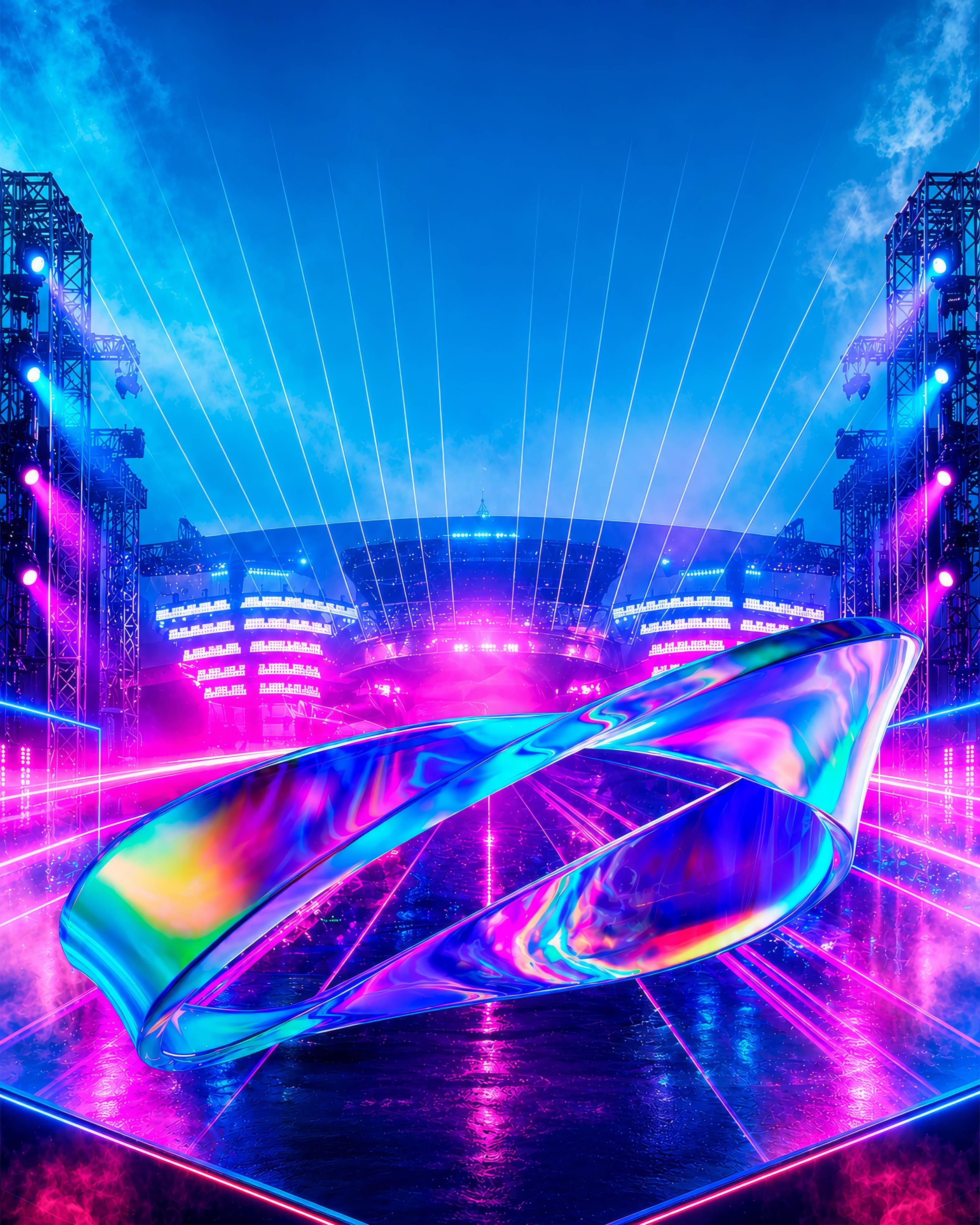 Futuristic Neon Concert Stage Background