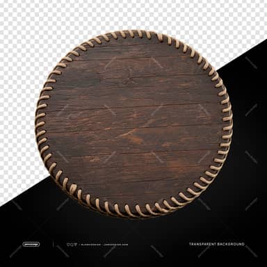 Dark Wood Round Board With Stitched Edge PNG Transparent