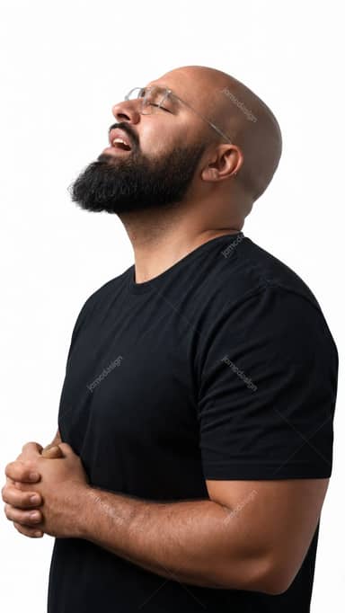 Bearded Man Praying With Eyes Closed Portrait