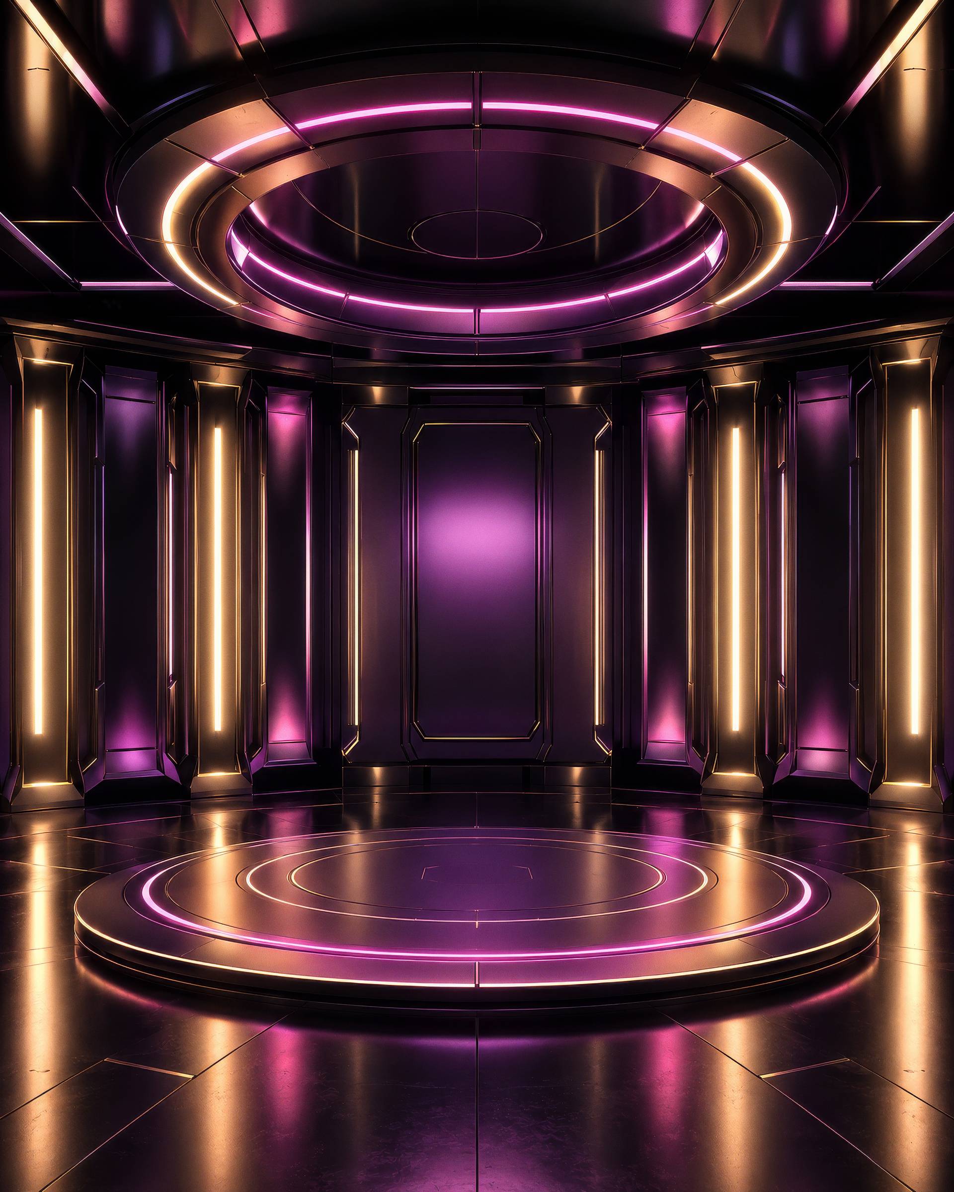 Pink Gold Luxury Futuristic Neon Stage Background