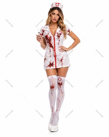 Bloody Nurse Woman With Stethoscope Halloween Costume Photo