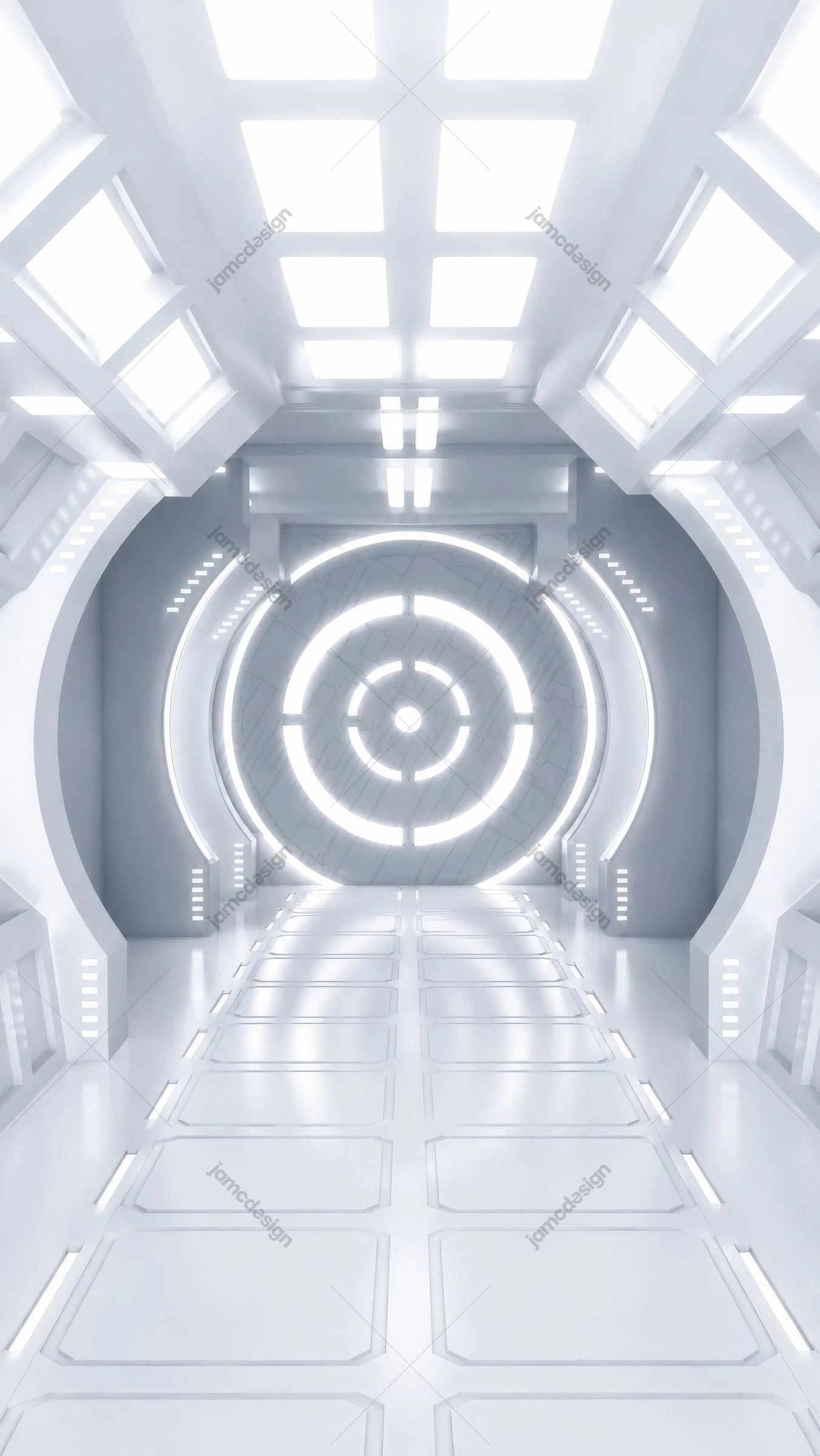 White Sci-Fi Spaceship Interior Background