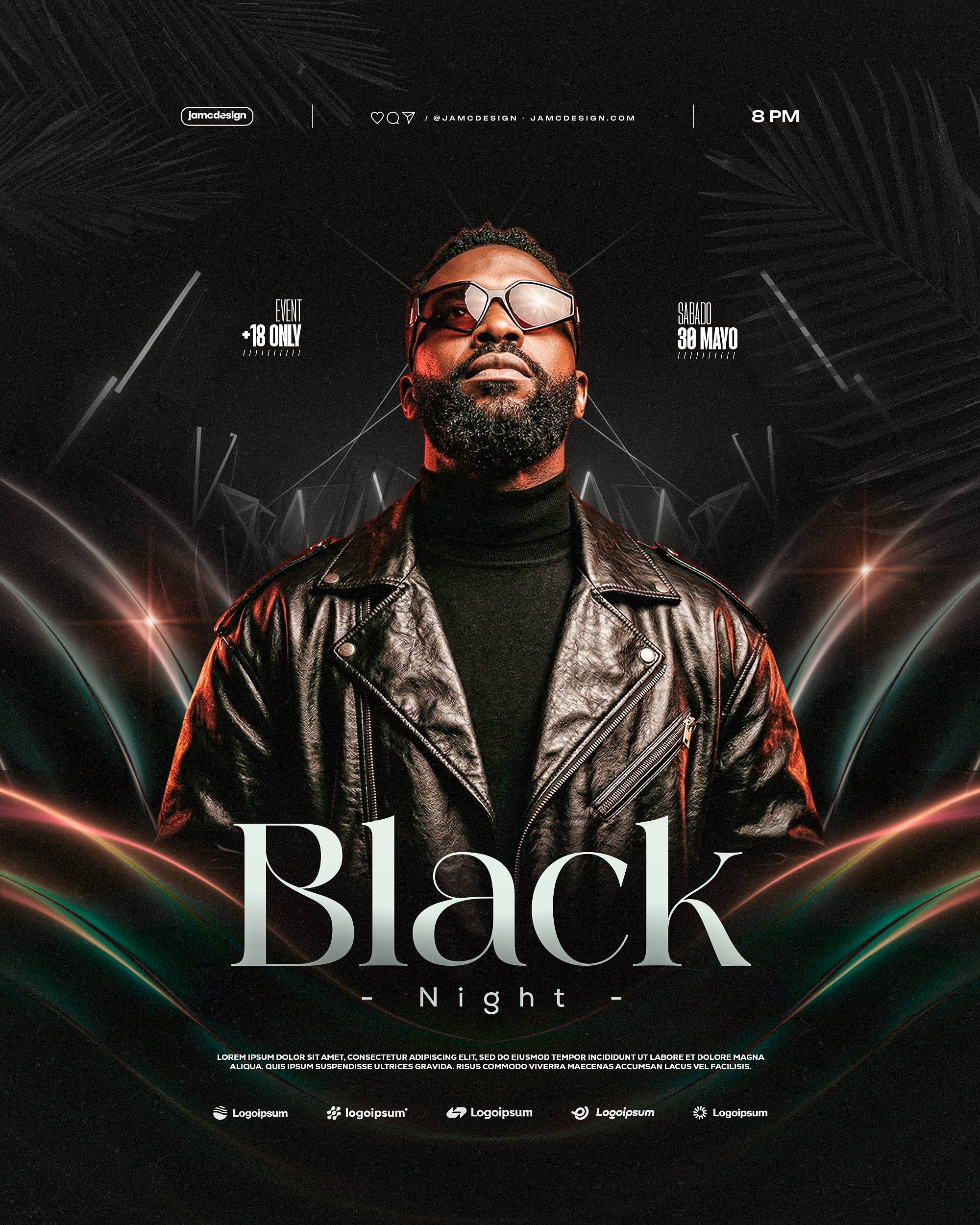 Black Night Flyer Template PSD Editable