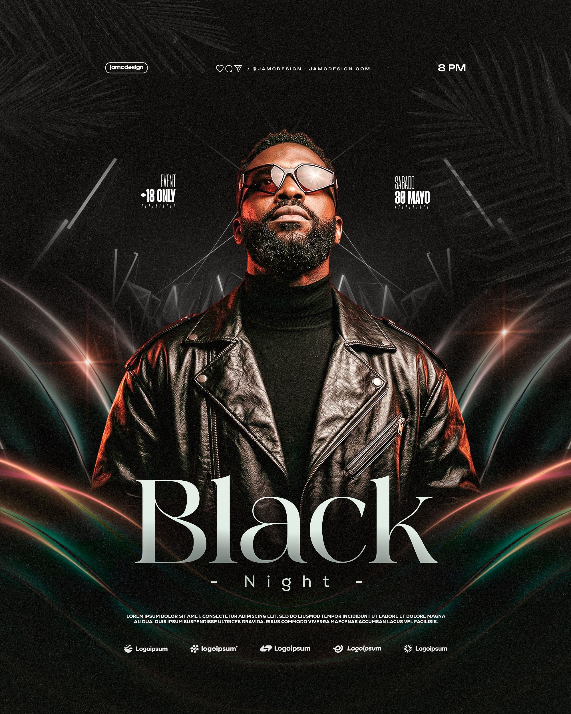 Black Night Flyer Template PSD Editable