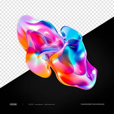 Holographic Liquid Glass Shape PNG Transparent Background