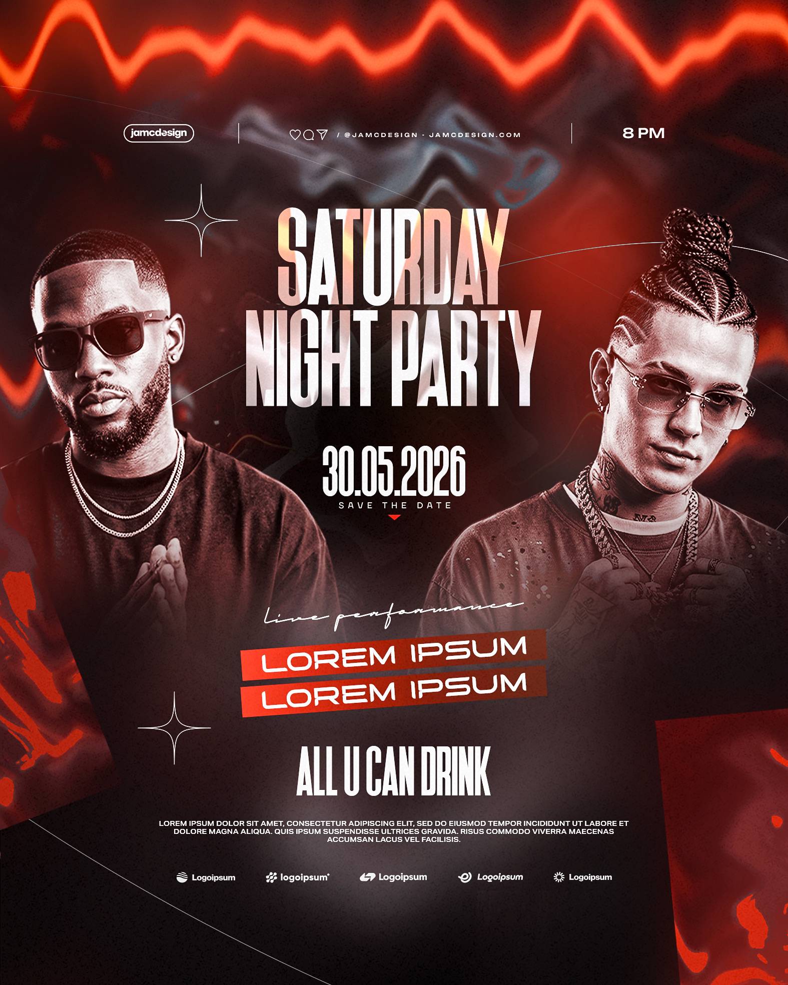 Saturday Night Party Flyer Template PSD Editable
