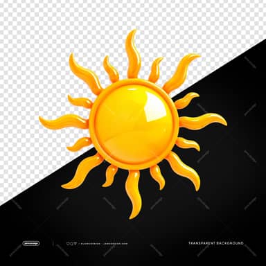 3D Orange Sun Shape PNG Transparent Background