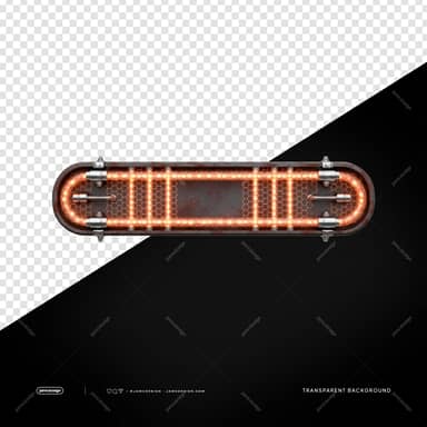 Industrial Orange Led Tube Amber Metal Border Frame PNG Transparent