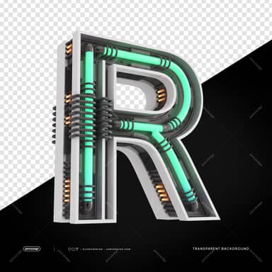 Lettre R Néon Industriel Futuriste 3D PNG Fond Transparent